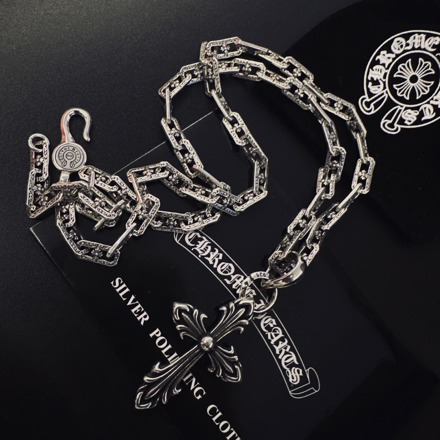 Chrome Hearts Silver Cross Pendant Necklace